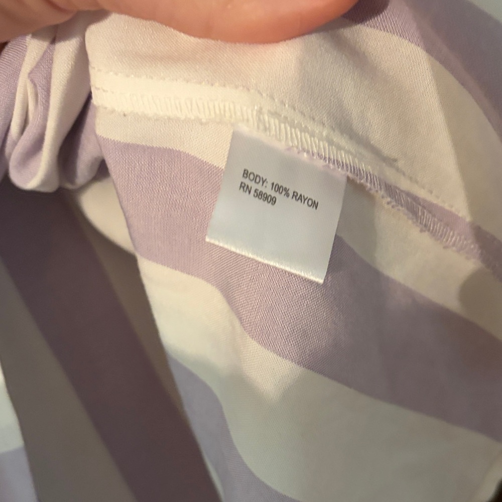 Cremieux Light Purple and White Striped Flutter Sleeve Top - Picture 5 of 9